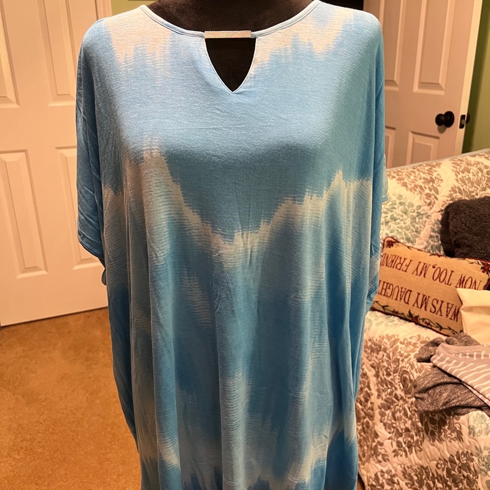Blue Tie-Dye Kaftan Tunic